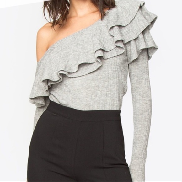 Nordstrom Tops - One shoulder ruffle fitted top